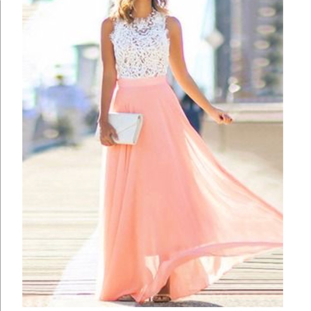 Maxi A-Line Lace Tank Dress